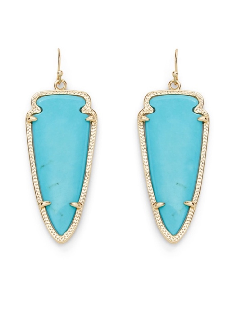 Kendra Scott Turquoise Blue Arrowhead Gold Earrings